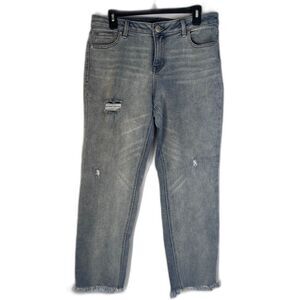 1822 Denim Blue Jeans Stretchy Light Wash Light Distressing Cut 60619 Size 8